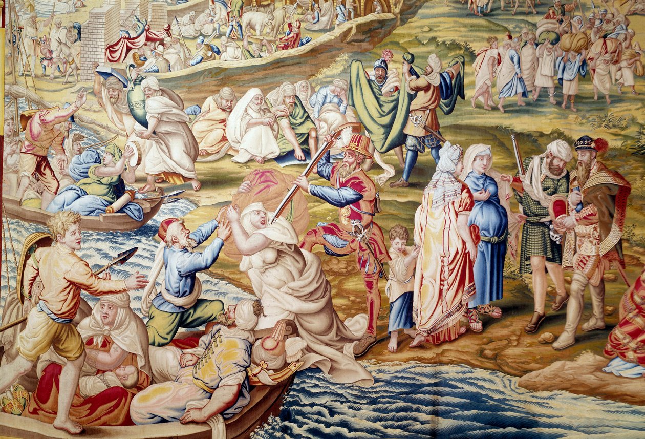 Erobring af Tunis af kejser Karl V: vold påført kvinder af spanske tropper i 1535 (tapet) af Willem de Pannemaker