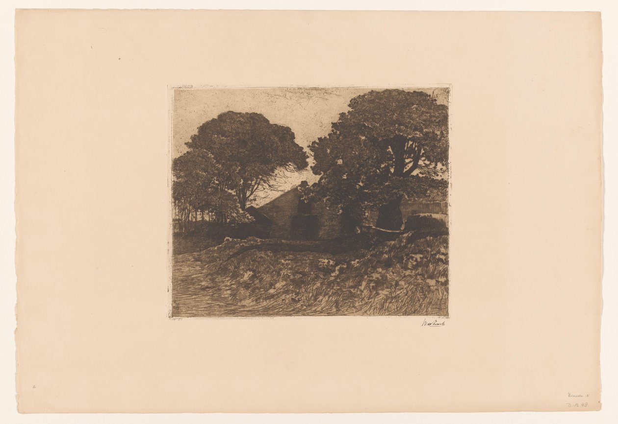 Gård eller gård i nærheden af ​​store træer af Willem de Zwart (signed by artist)
