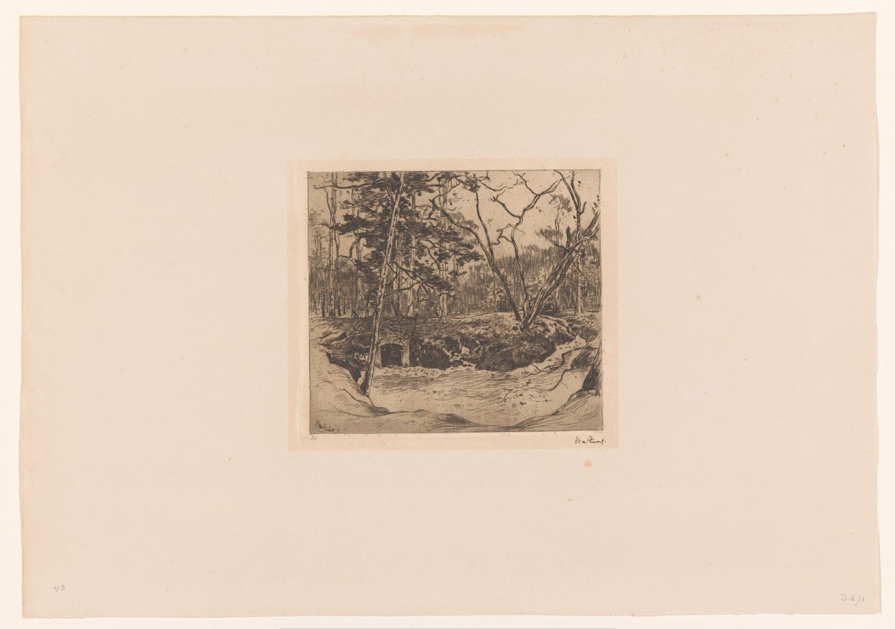 Skov med indgang til bombeskjul af Willem de Zwart (signed by artist)