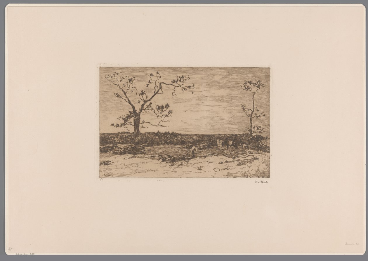 Landskab med nøgne træer og skovhuggere Indlæser coppice (original titel) af Willem de Zwart (signed by artist)