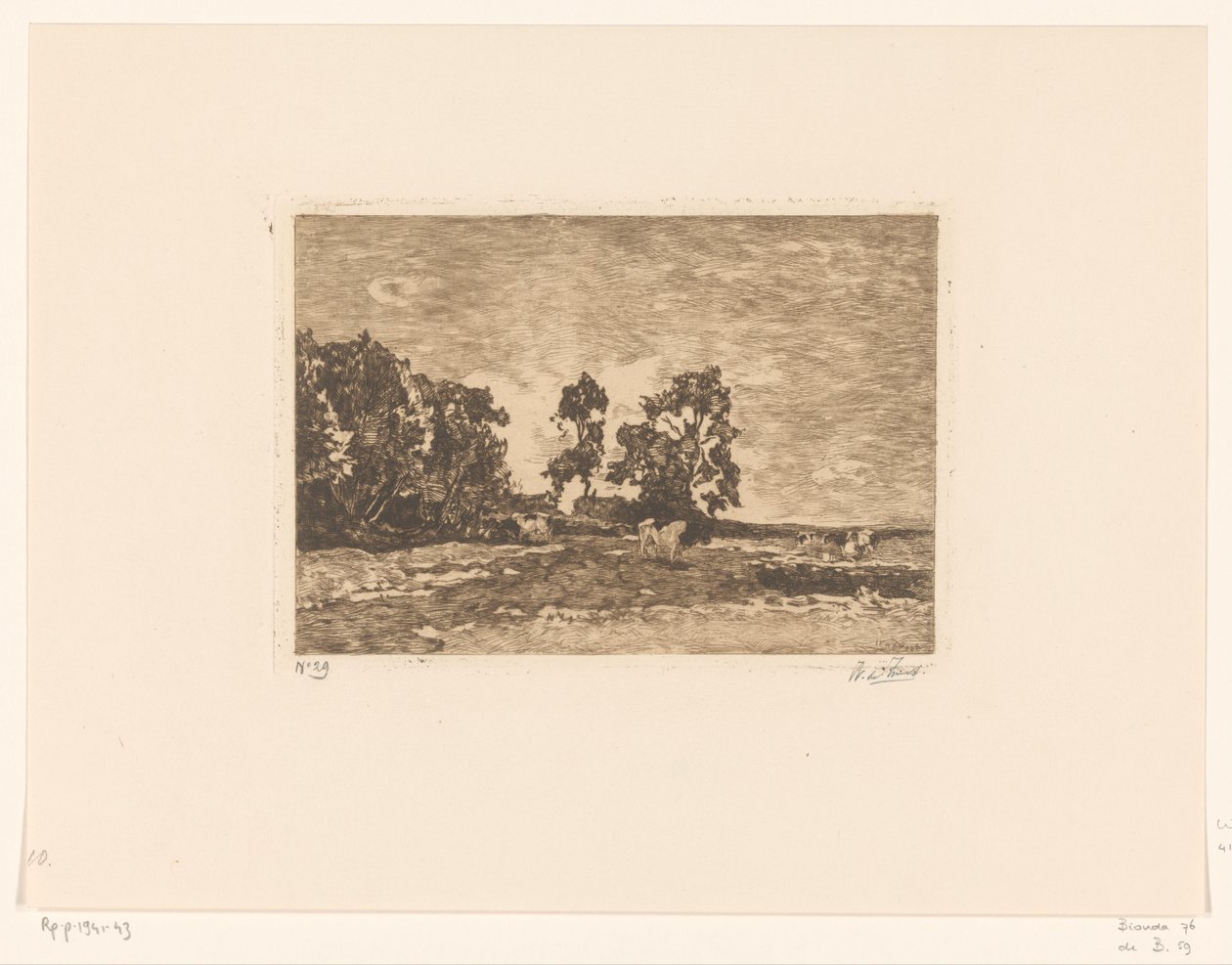 Eng med køer (original titel) af Willem de Zwart (signed by artist)