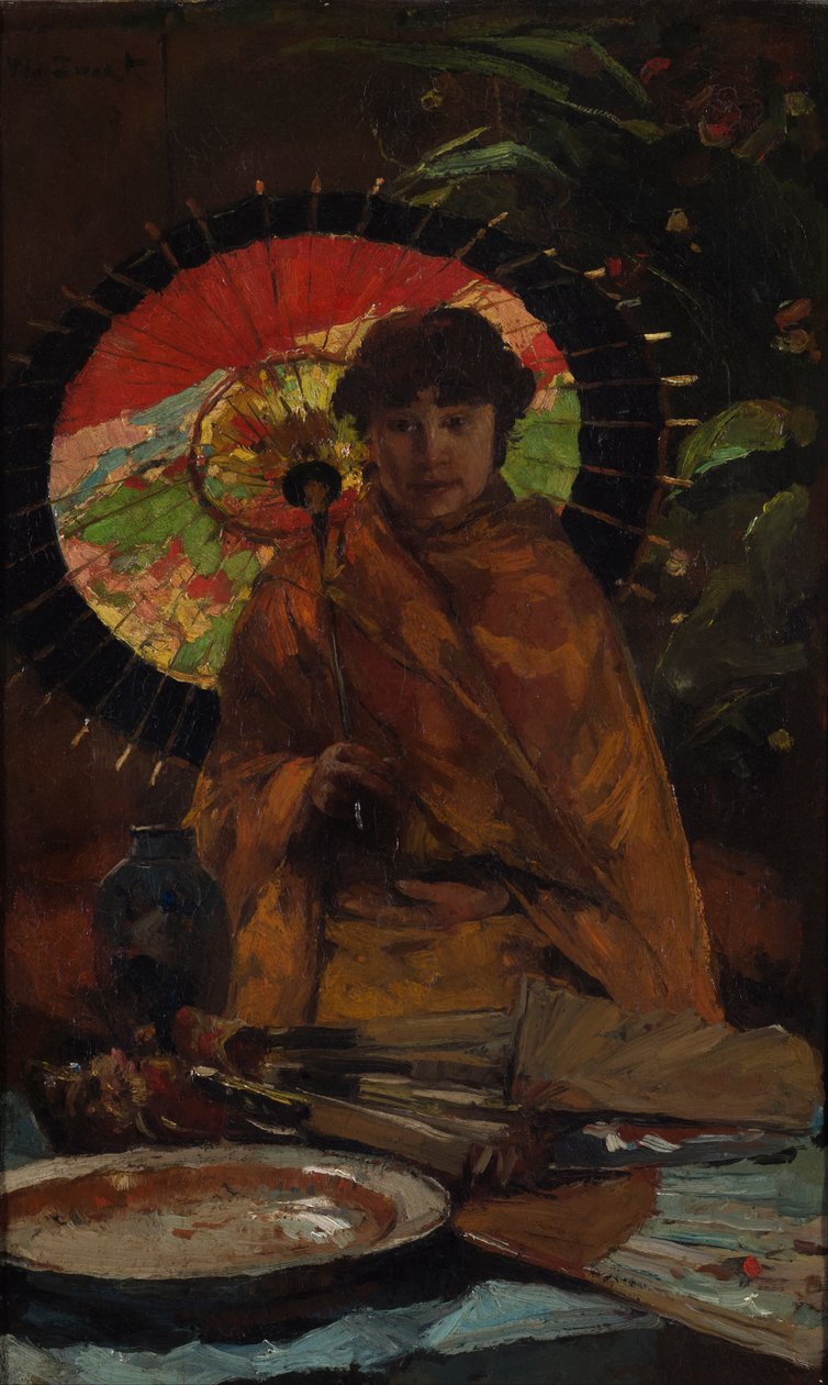 Pige med japansk parasol, ca 1899 af Willem de Zwart