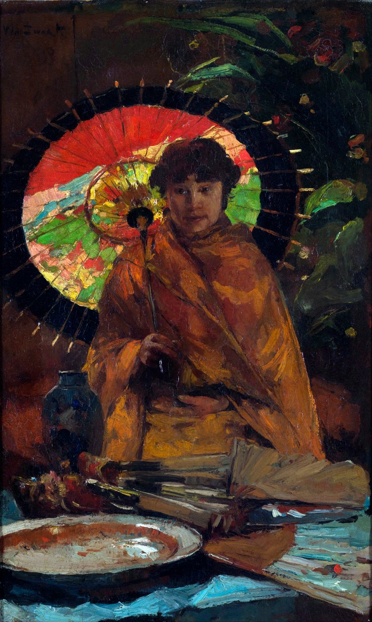 ""Pige med japansk parasol" Maleri af Willem de Zwart (862-1931) - ca 1899 - Olie på lærred Dim 82,5x51 cm Gemeentemuseum Den Haag af Willem de Zwart