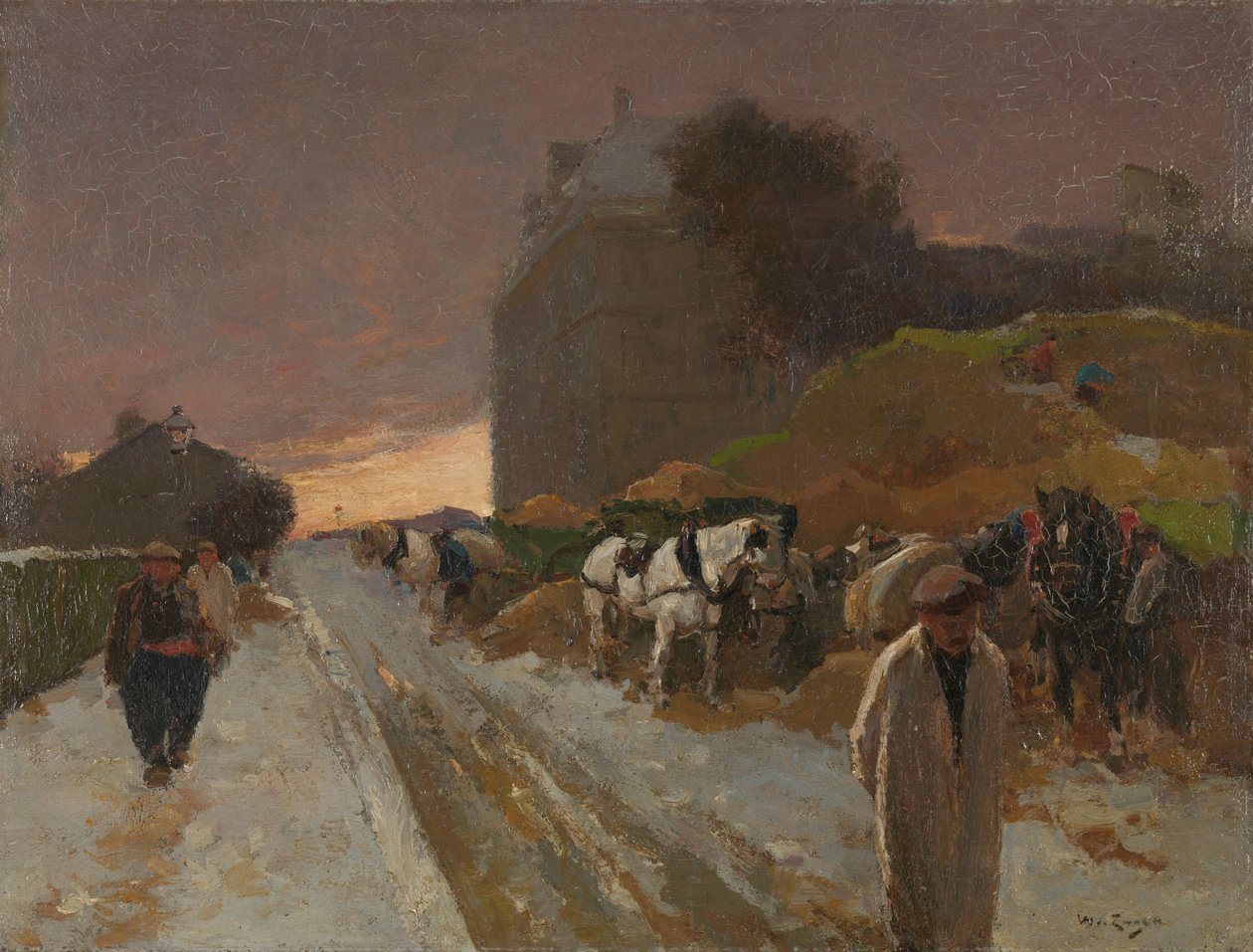 Gade i Montmartre, Paris, om vinteren af Willem de Zwart