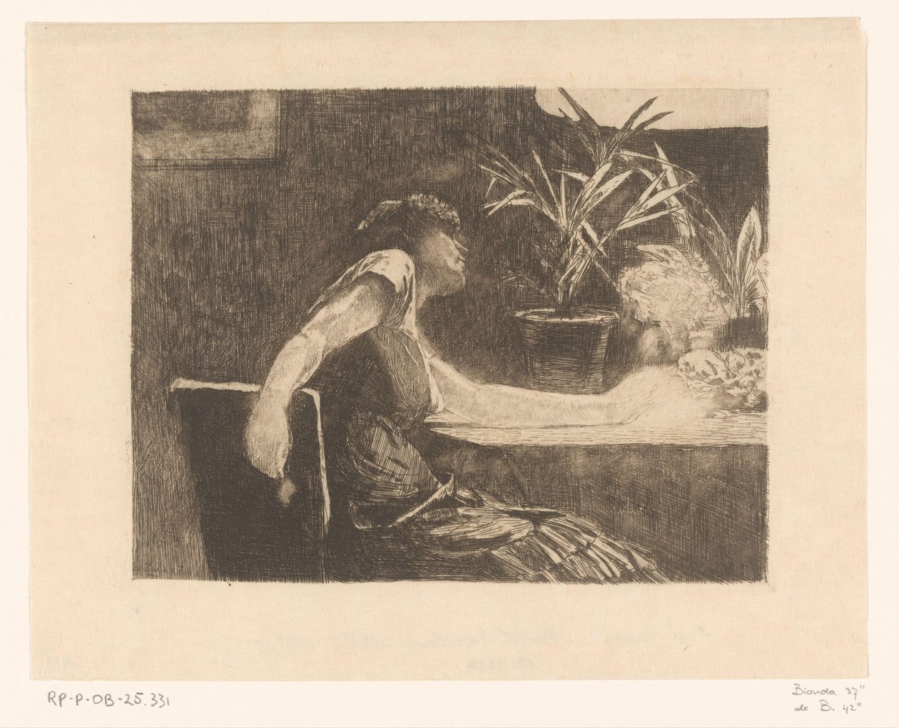 Kvinde ved et bord med blomster (original titel) af Willem de Zwart