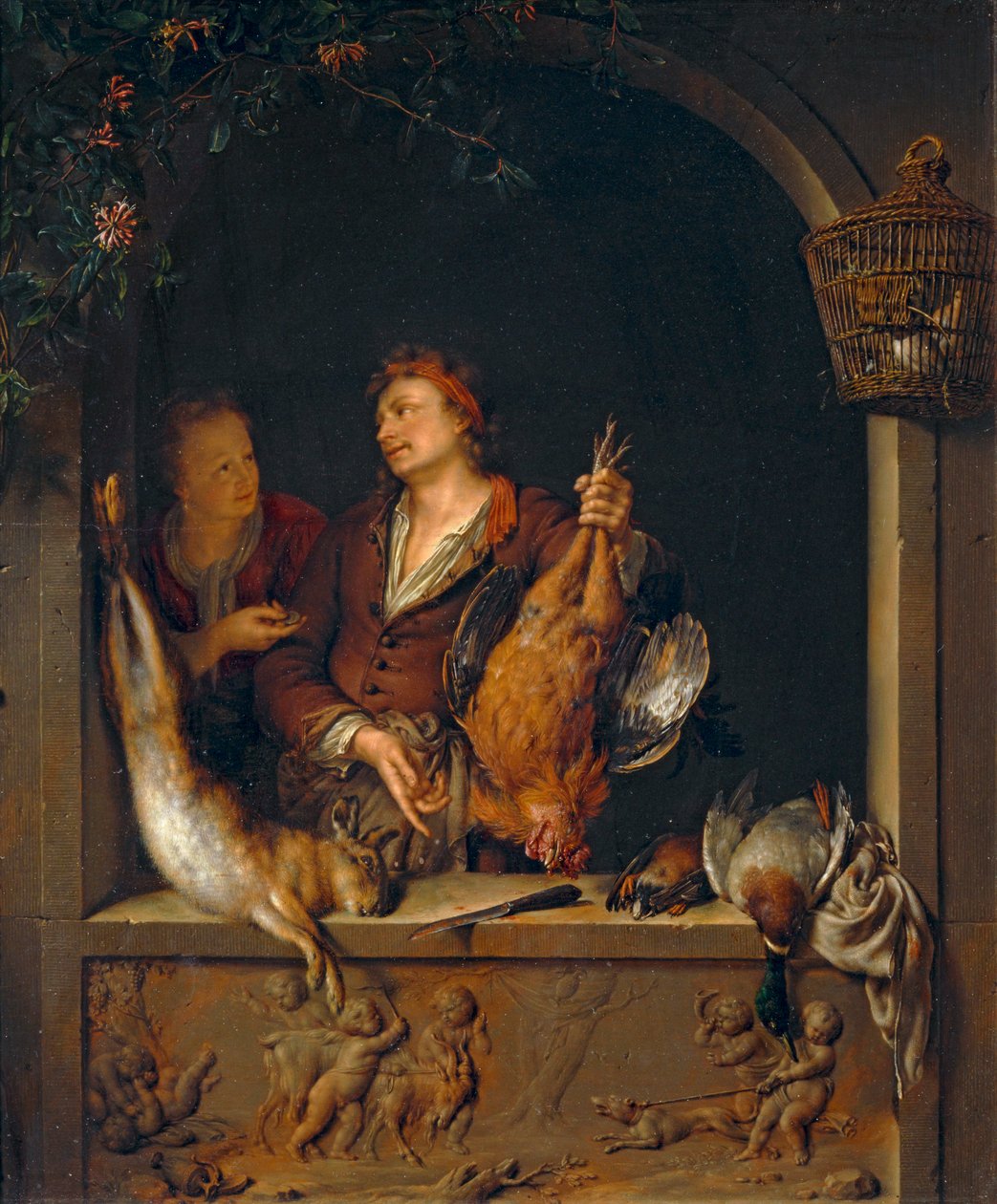 Le Marchand de gibier, også kendt som Le Rôtisseur ... af Willem van (after) Mieris