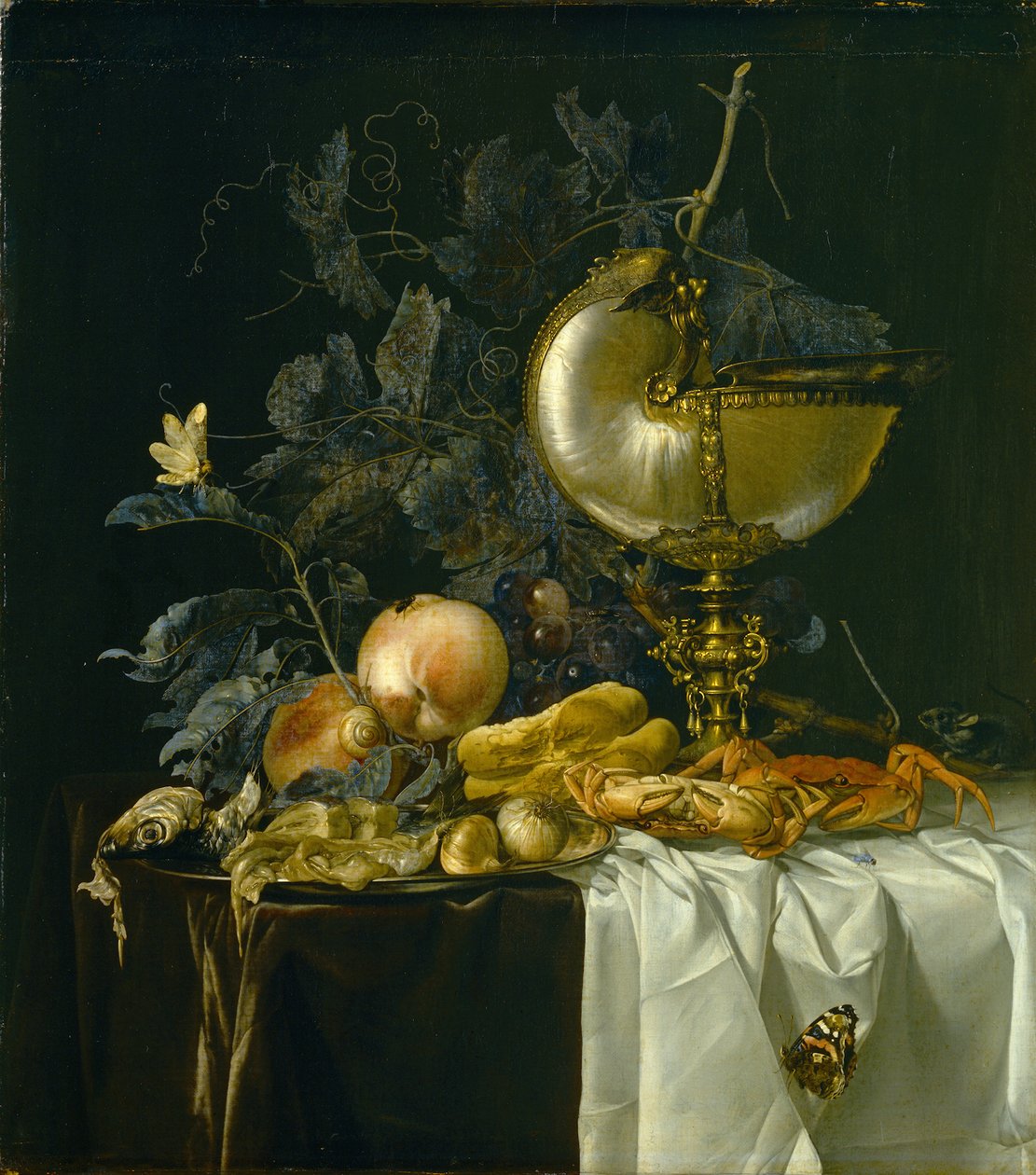 Stilleben med Nautilus Cup af Willem van Aelst