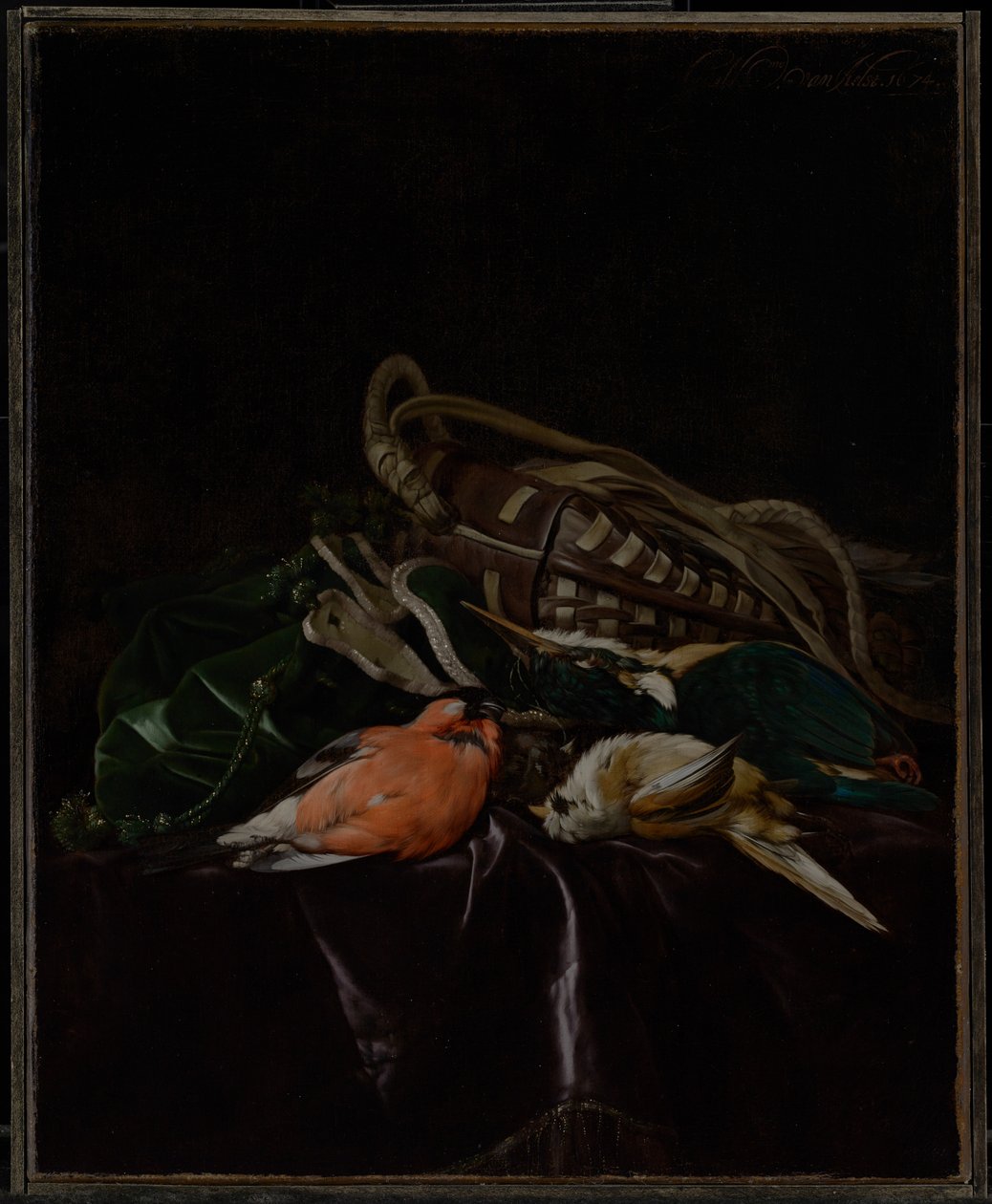 Stilleben med døde fugle og vildtpose af Willem van Aelst
