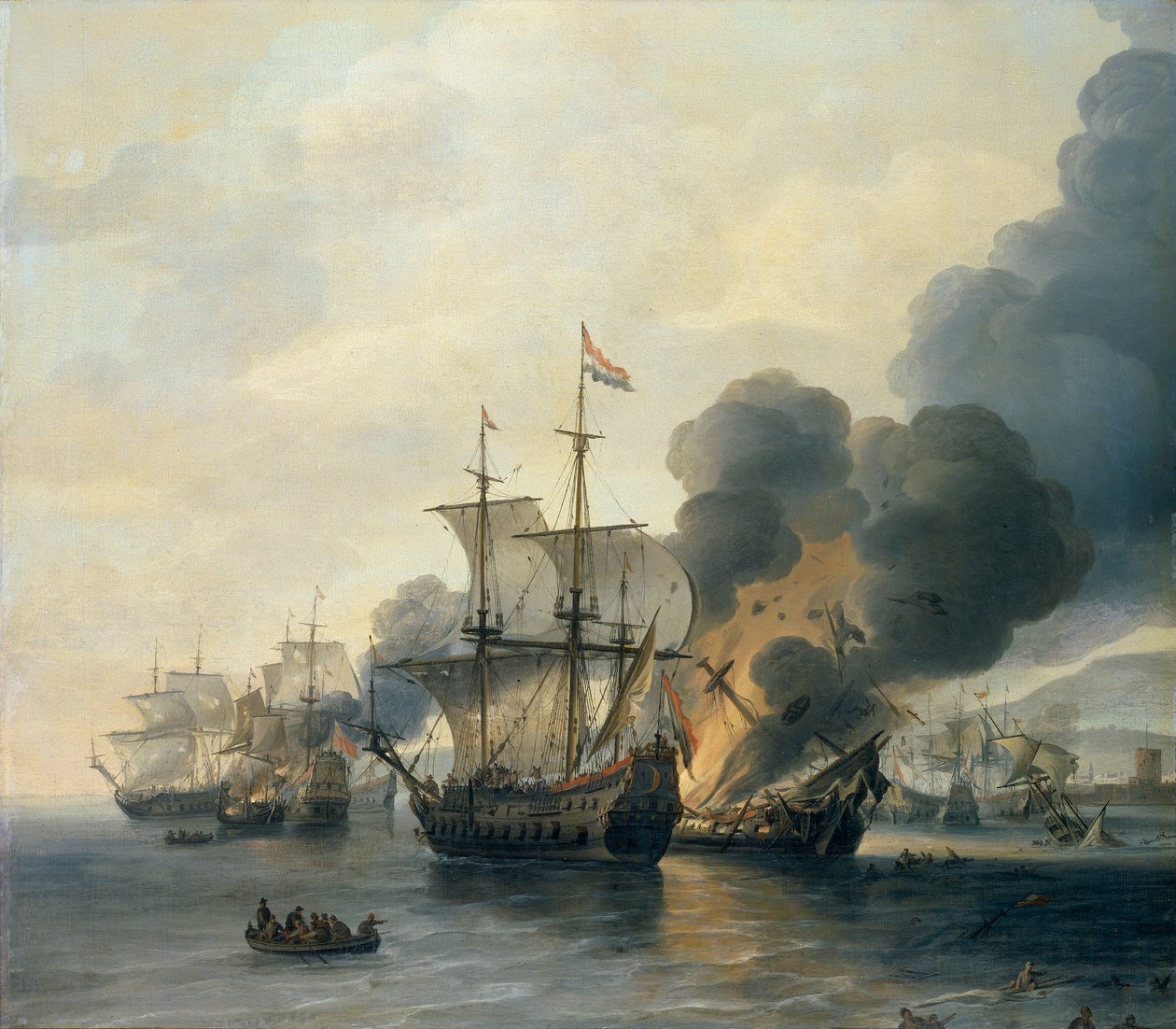 Slaget ved Leghorn, 4. marts 1653, midten af det 17. århundrede (olie på lærred) af Willem van Diest