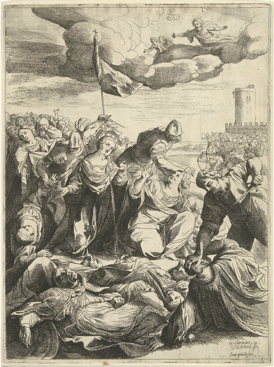 Sankt Ursula belejret af hunnerne af Willem van Haecht (II)