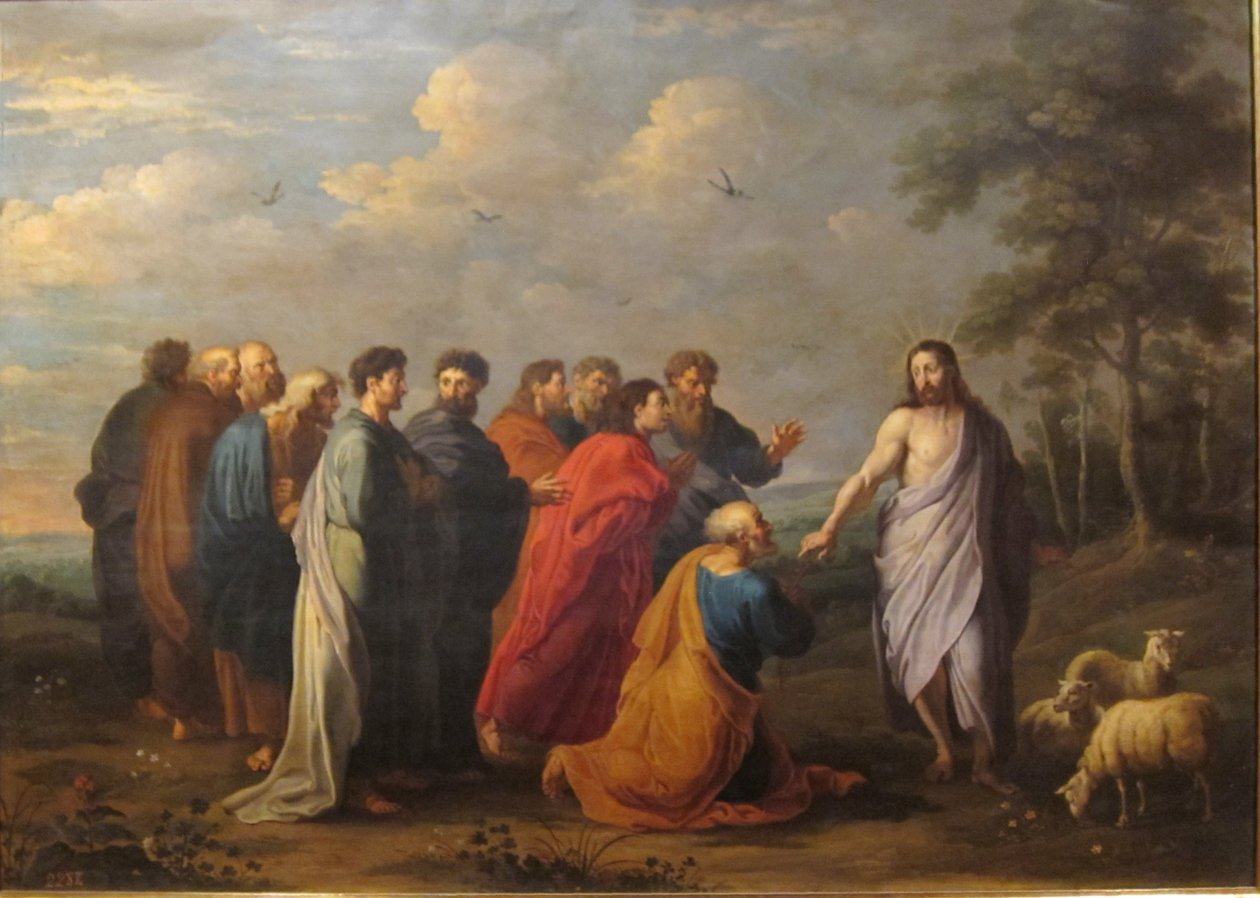 Spansk: Jesucristo entregando las llaves a San Pedro af Willem van Herp