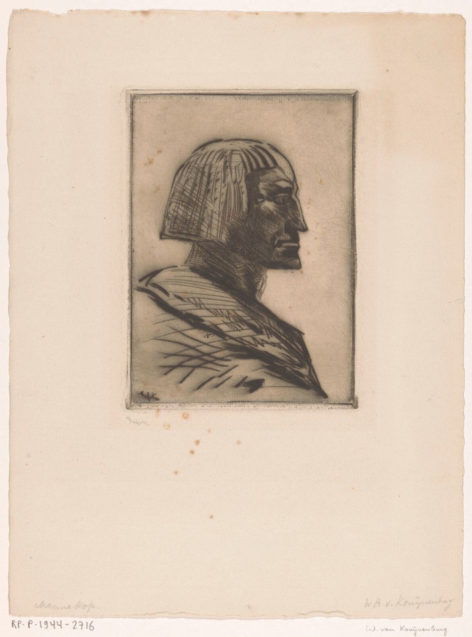 Portræt af en egyptisk mand The Egyptian (original titel) af Willem van Konijnenburg (signed by artist)