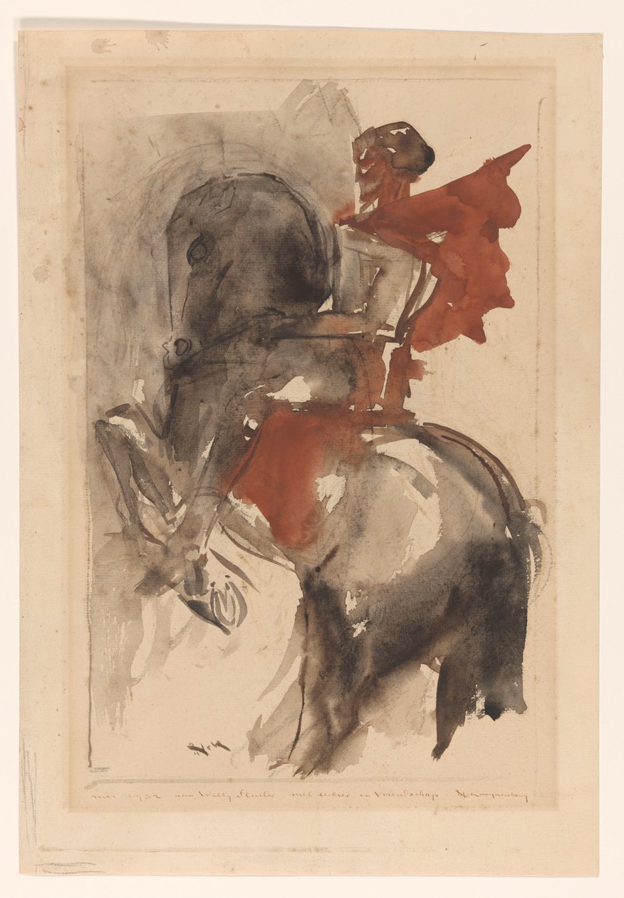 Ridder til hest af Willem van Konijnenburg (signed by artist)