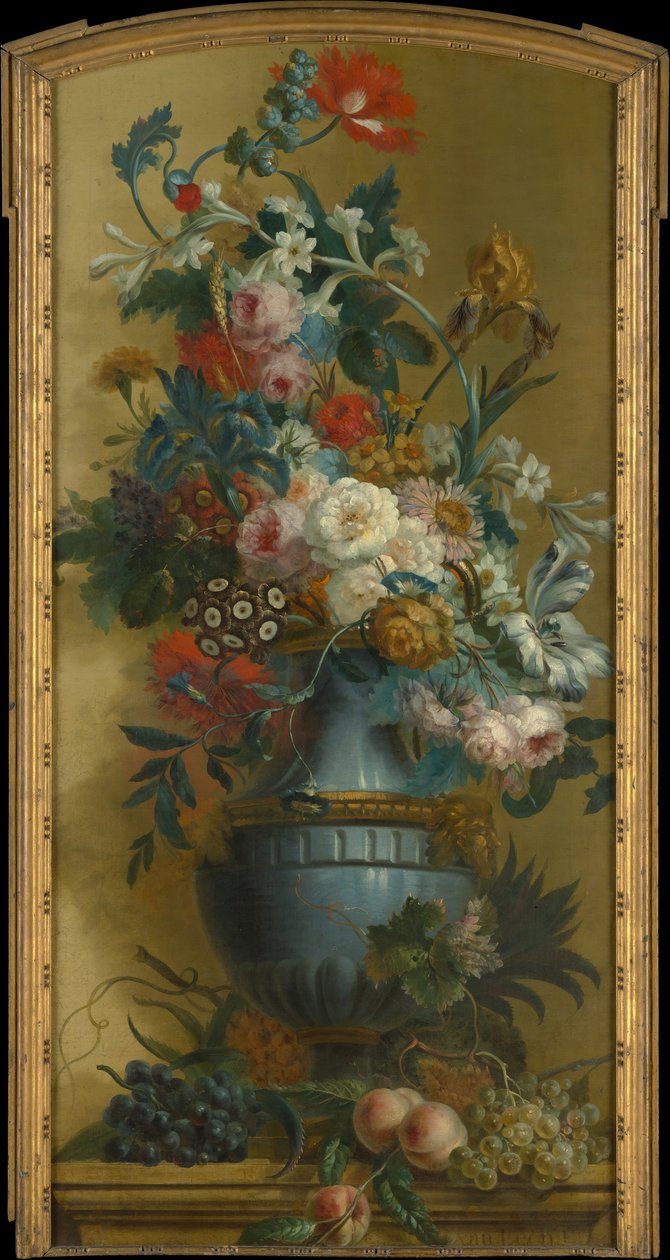 Blomster i en blå vase, 1700-tallet. af Willem van Leen