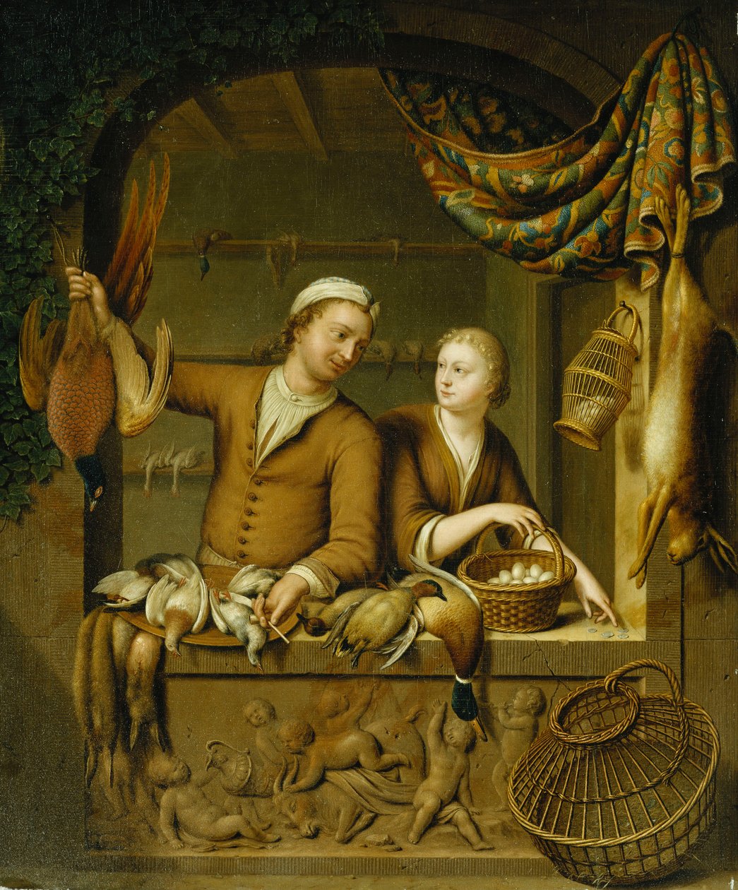 Fjerkræsælgerne, 1727 af Willem Van Mieris