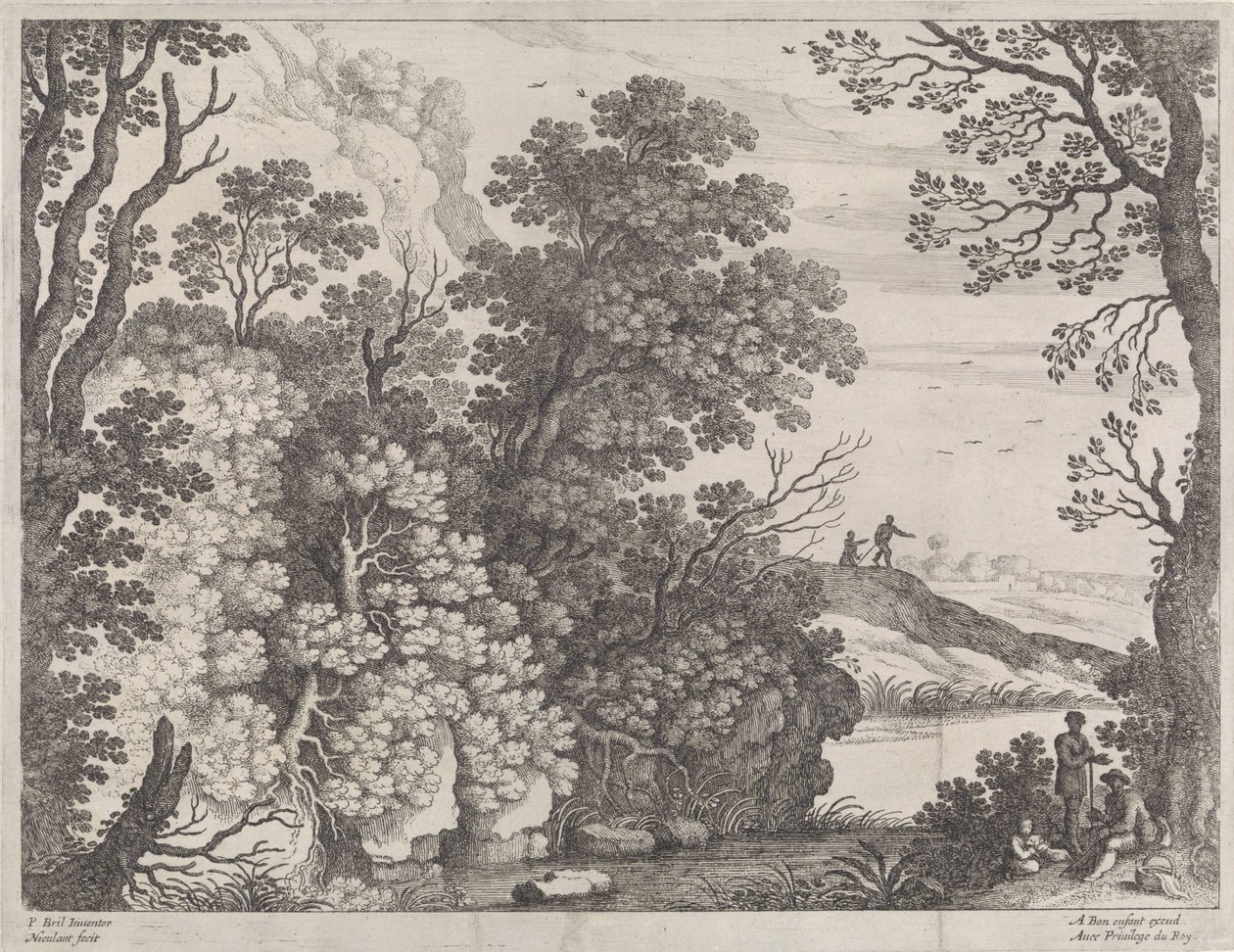 skovlandskab Italienske landskaber (serietitel) af Willem van Nieulandt (II)