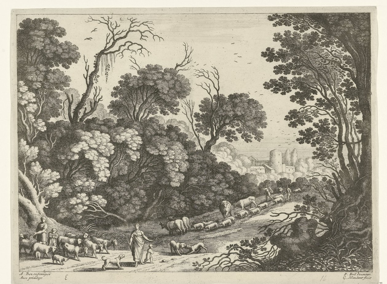 Hyrder med flokken Italienske landskaber (serietitel) af Willem van Nieulandt (II)