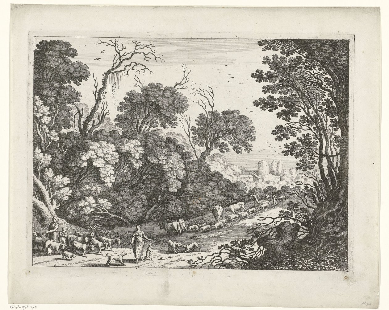 Hyrder med flokken Italienske landskaber (serietitel) af Willem van Nieulandt (II)