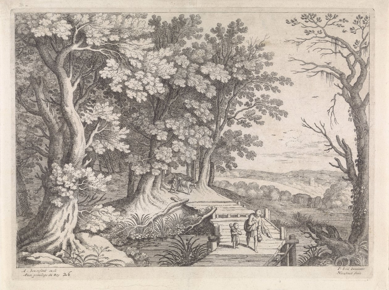 Landskab med Abraham og Isak Italienske landskaber (serietitel) af Willem van Nieulandt (II)