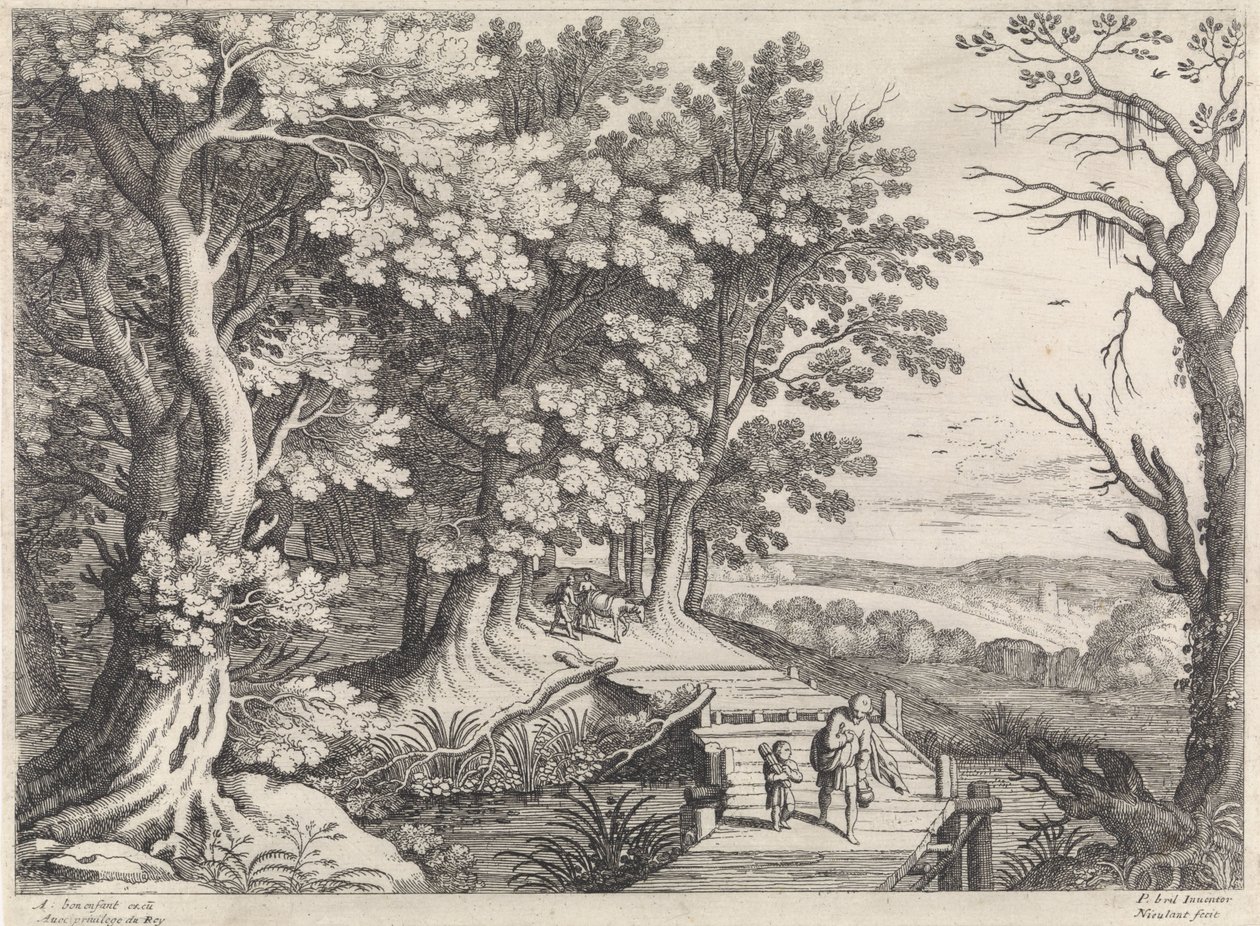 Landskab med Abraham og Isak Italienske landskaber (serietitel) af Willem van Nieulandt (II)