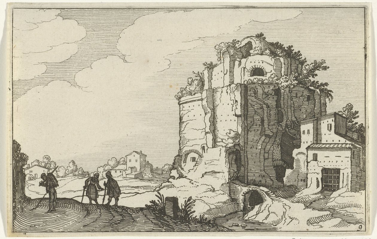 romersk ruin Romerske ruiner og kystlandskaber (serie 1) (serietitel) af Willem van Nieulandt (II)