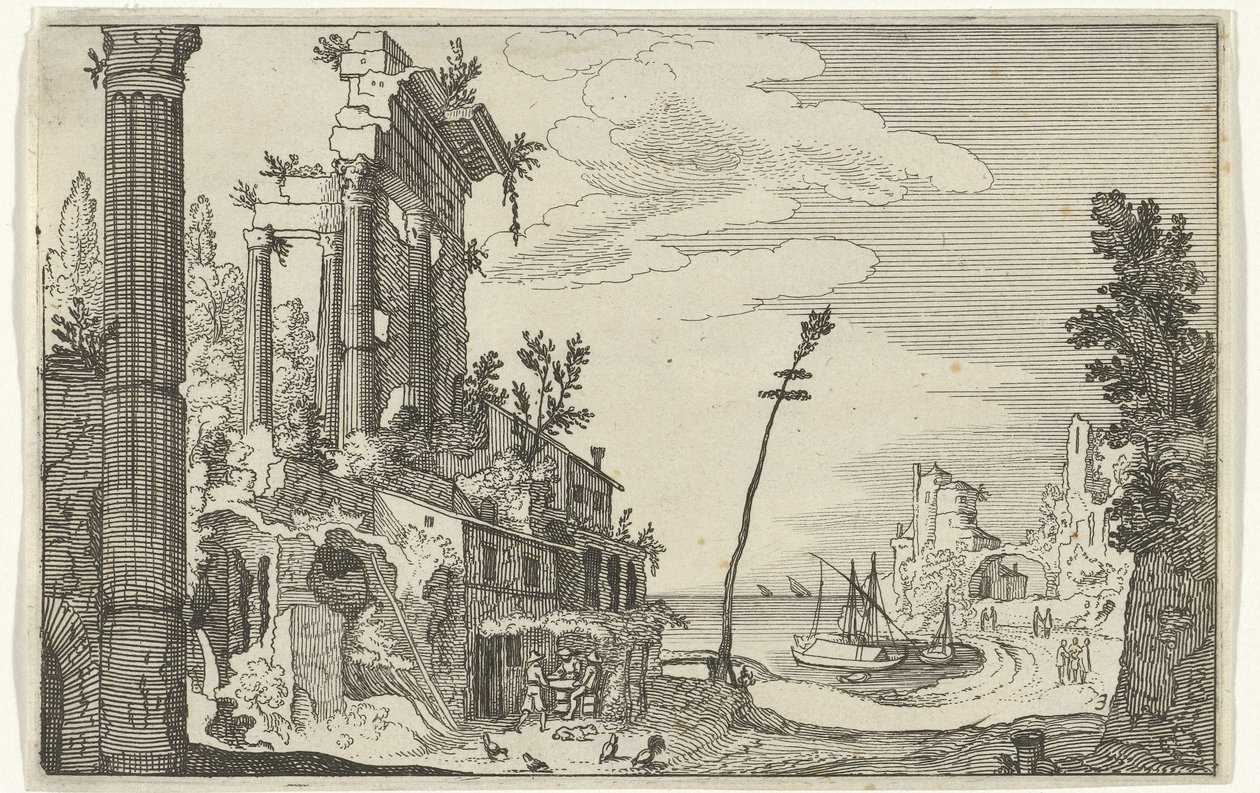 romerske ruiner ved havet Romerske ruiner og kystlandskaber (serie 1) (serietitel) af Willem van Nieulandt (II)