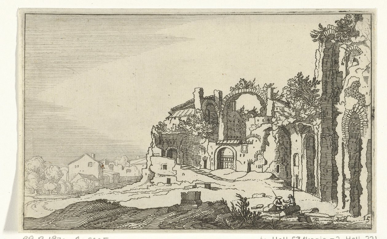 Diocletians bade Romerske ruiner og kystlandskaber (serie 1) (serietitel) af Willem van Nieulandt (II)