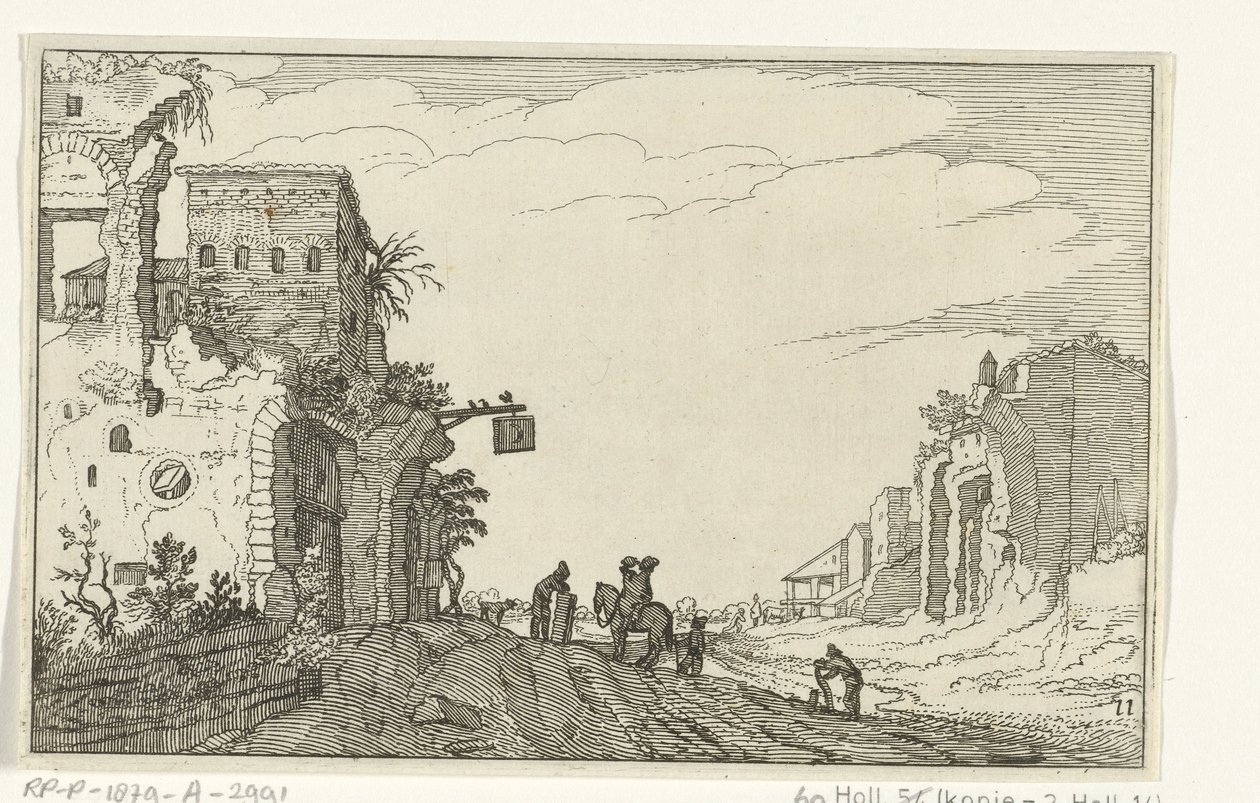 Vej mellem ruiner Romerske ruiner og kystlandskaber (serie 1) (serietitel) af Willem van Nieulandt (II)