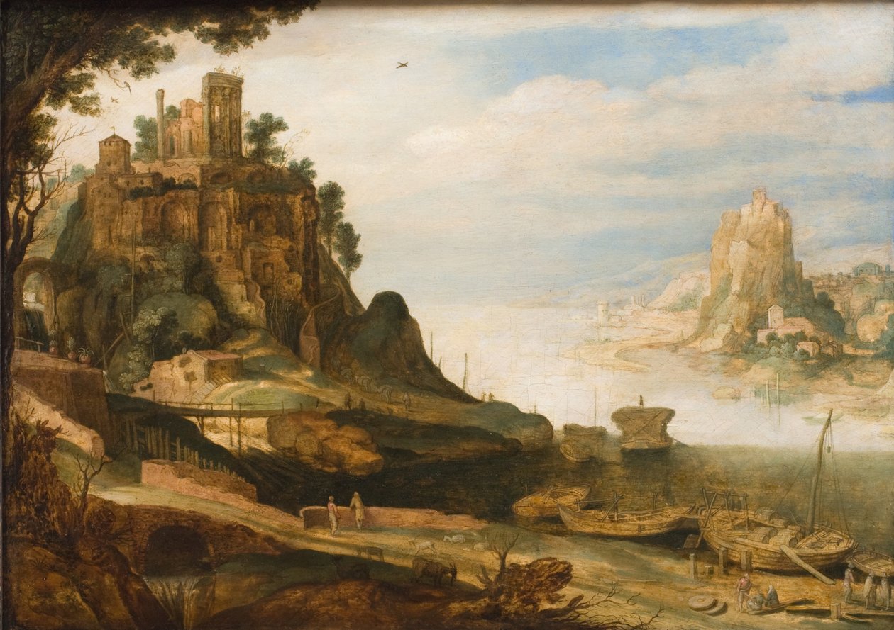 Kystlandskab med det såkaldte Sibylltemplet i Tivoli af Willem van Nieulandt d.Y.