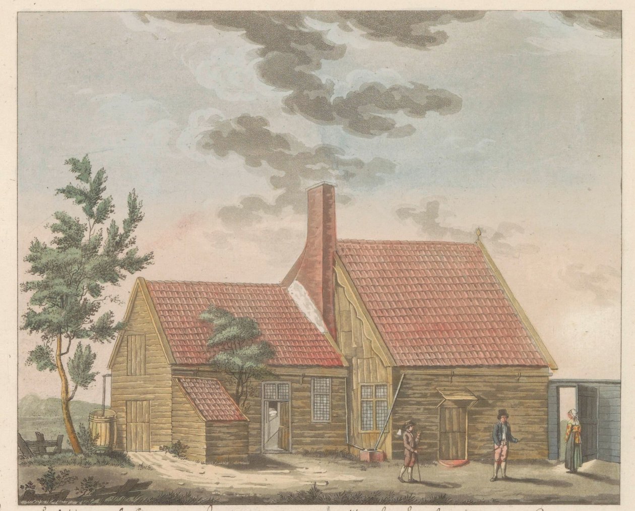 Zar Peters hus i Zaandam, 1697 La maisonnette habitée par le Czar peirre le grand à Zaandam (...) - Sommerhuset beboet af zar Peeter de Groot i Zaandam i år 1697 / præsenteret i et øjeblik, hvor zaren ledsagede sig selv af sin K af Willem van Senus (possibly)