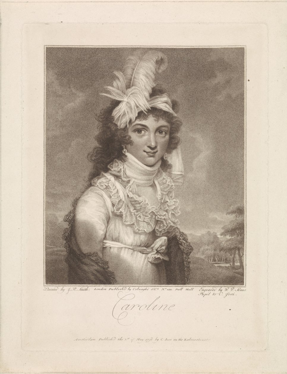 Portræt af Caroline Amalia Elisabeth af Brunswick-Wolfenbüttel af Willem van Senus