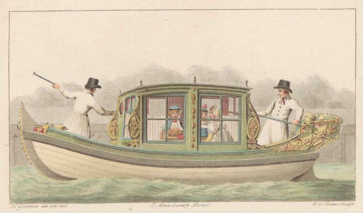 Zaan teltjagt, 1816 Et Noord-Hollandsch Tentjagtje på Zaan / Une barque de Compagnie nommée Tentjagje à Zaandam (titel på objektet) af Willem van Senus