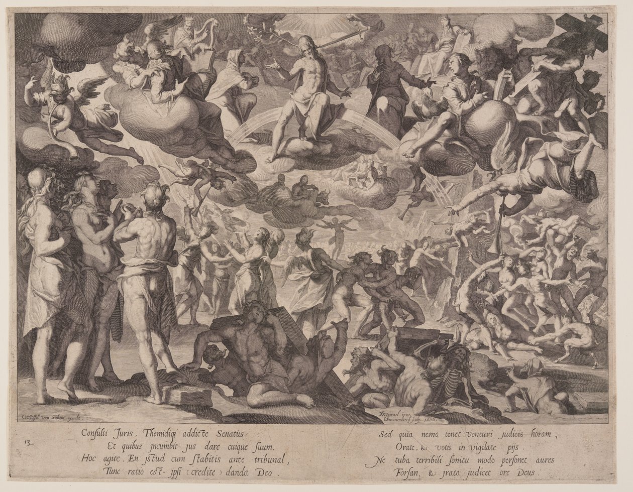 Den sidste dom, planche 13 fra Retfærdighedens troner (Thronus Iustitiae) af Willem van Swanenburgh