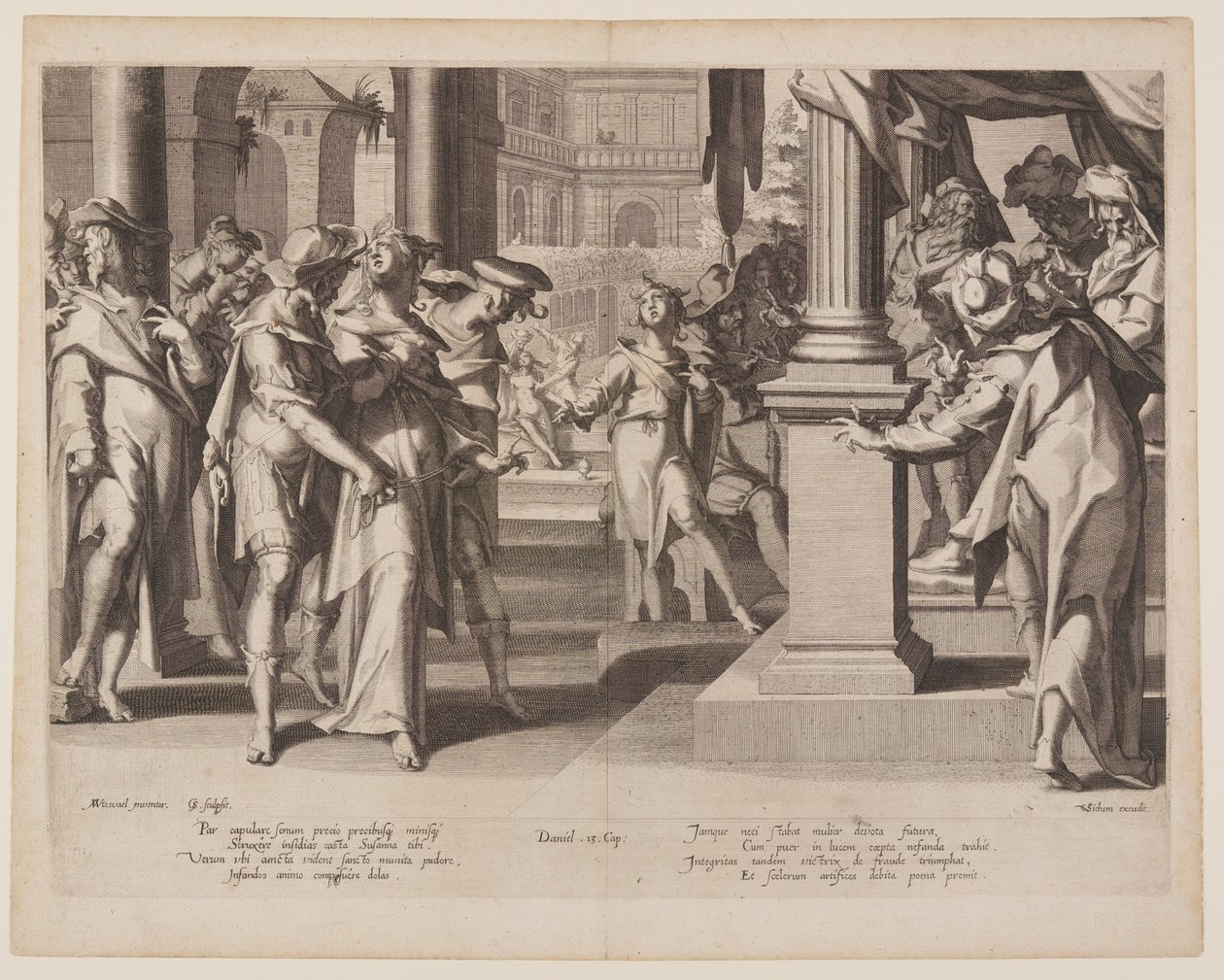 Susanna Before Daniel, plade 3 fra Retfærdighedens Troner (Thronus Iustitiae) af Willem van Swanenburgh