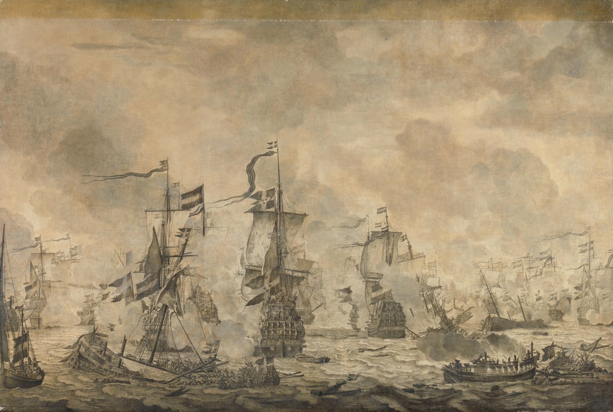 Slaget mellem den hollandske og svenske flåde, i Øresund, 8. november 1658 af Willem van de Velde (I)