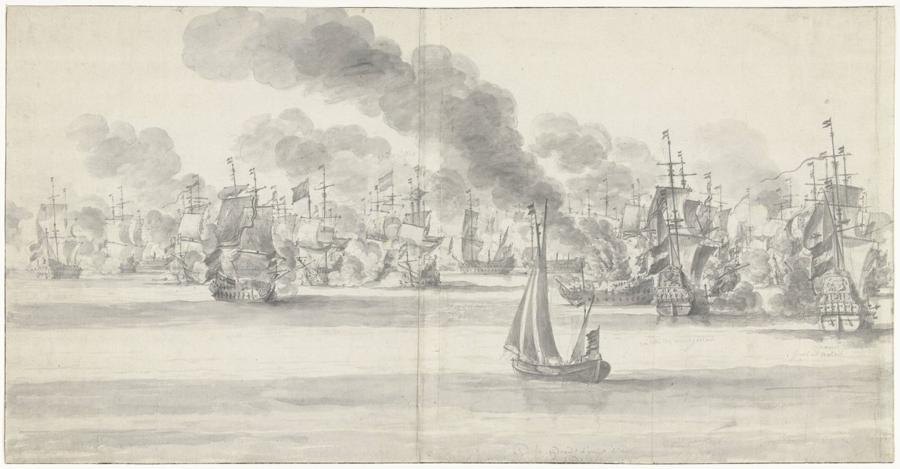 Slaget ved Katwijk (venstre side), 1653 af Willem van de Velde (I)
