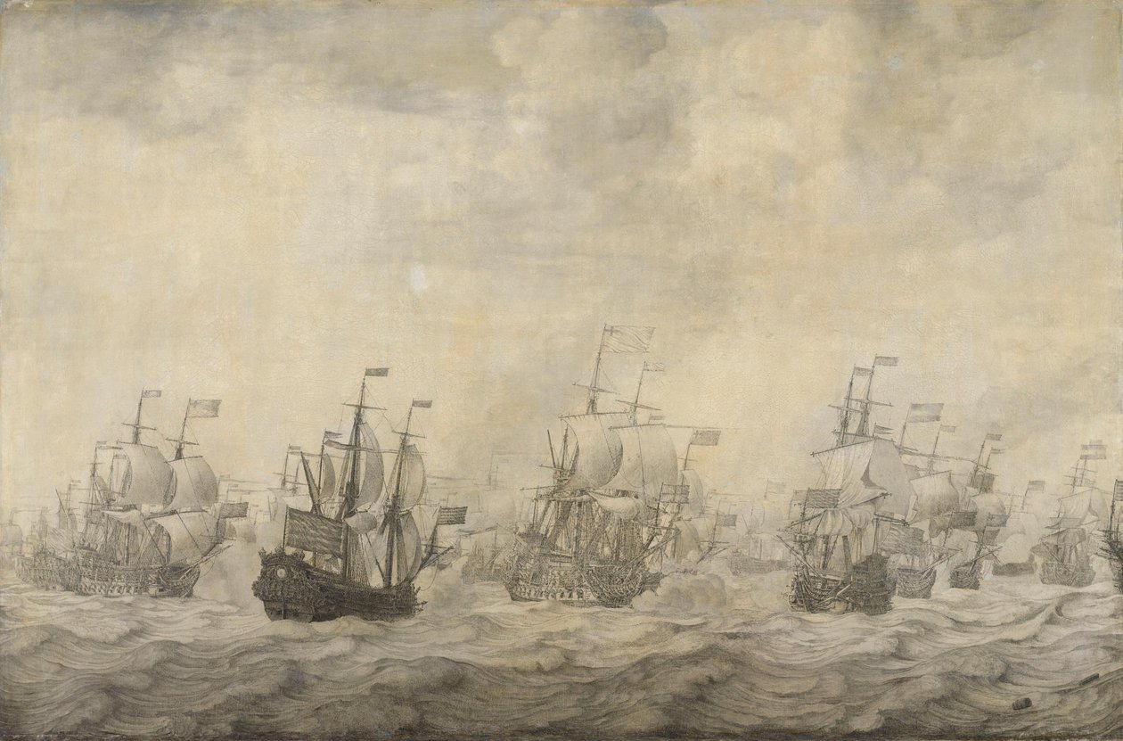 Episode fra de fire dages kamp, 11-14 juni 1666, af den anden engelsk-hollandske krig, 1665-67 af Willem van de Velde (I)