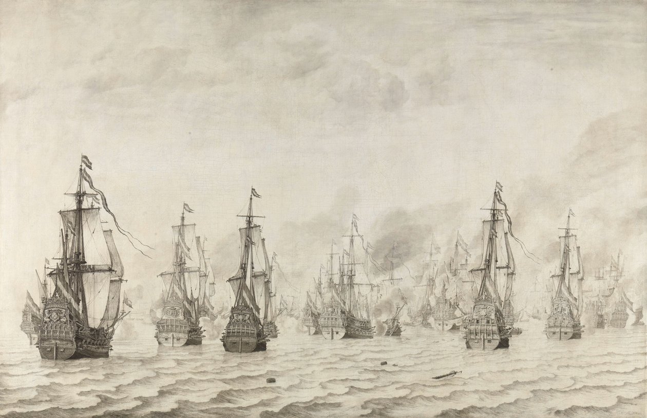 Slaget ved Dunkerque Søslaget mod spanierne nær Dunkerque, 18. februar 1639 af Willem van de Velde (I)