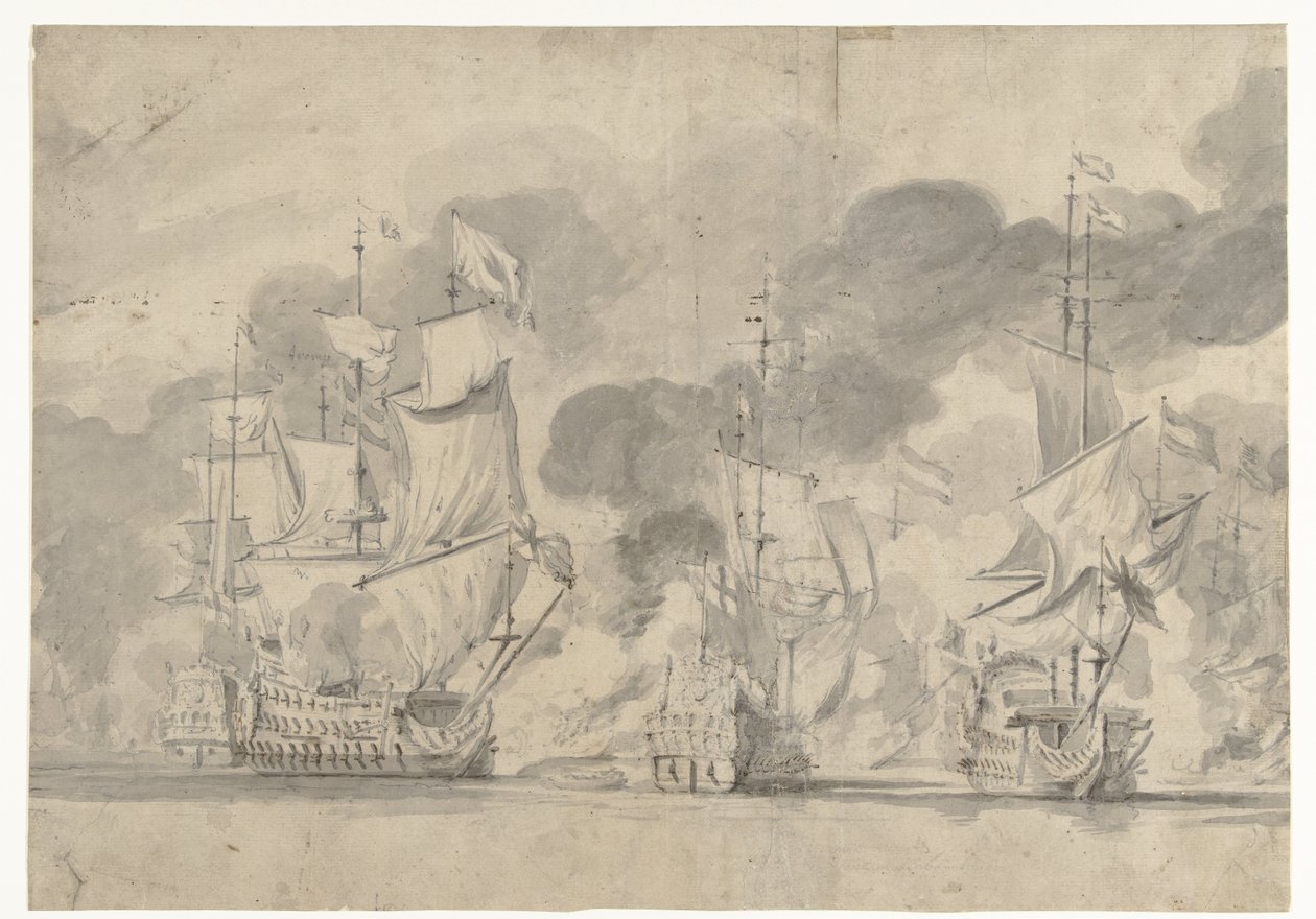 Slaget ved Lowestoft den 13. juni 1665 af Willem van de Velde (I)