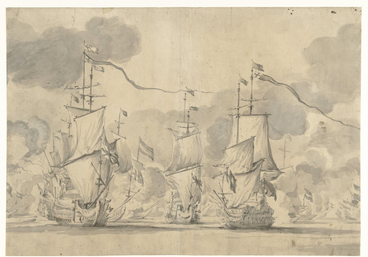 Slaget ved Lowestoft den 13. juni 1665 af Willem van de Velde (I)