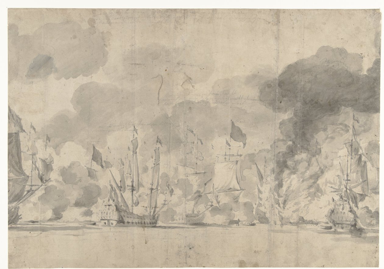 Slaget ved Lowestoft den 13. juni 1665 af Willem van de Velde (I)