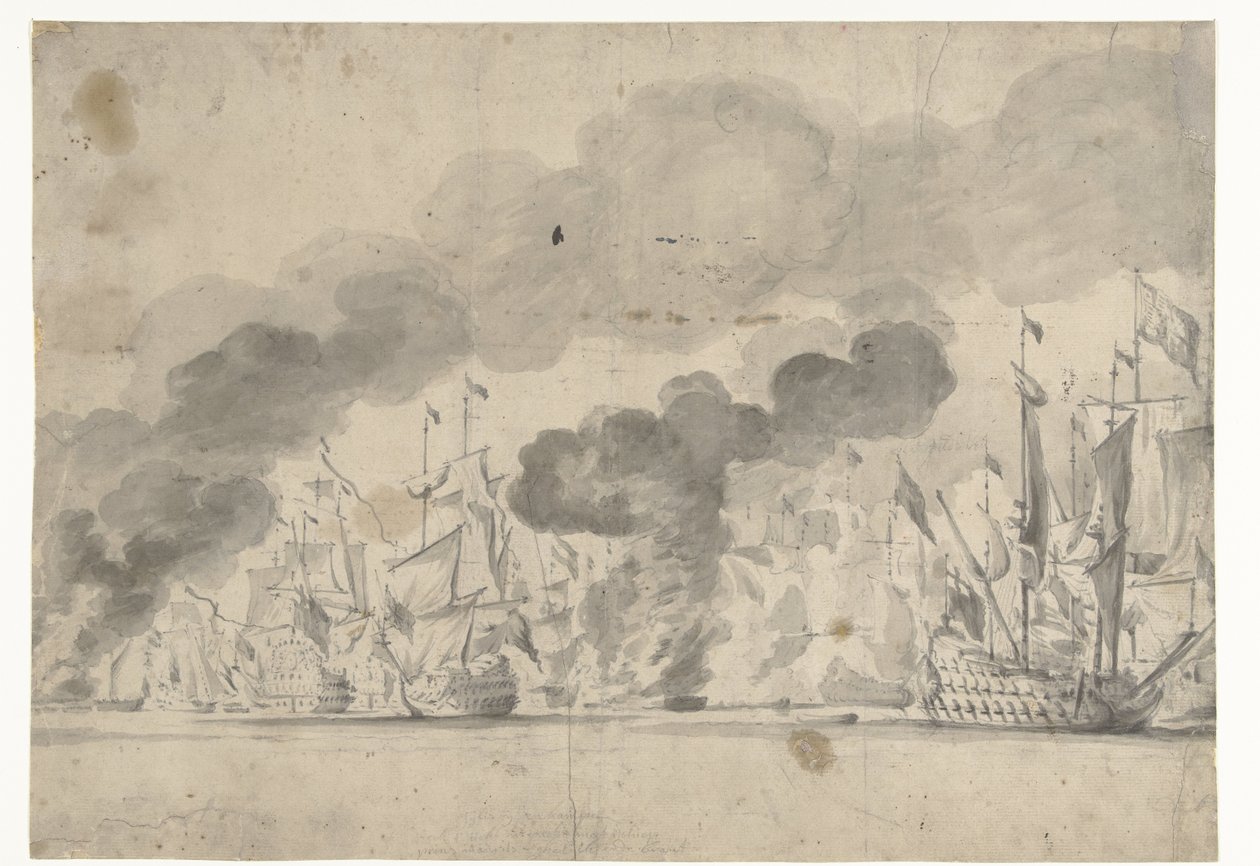 Slaget ved Lowestoft den 13. juni 1665 af Willem van de Velde (I)