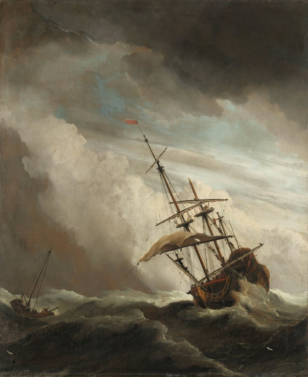 Et skib på åbent hav fanget af en squall, kendt som 