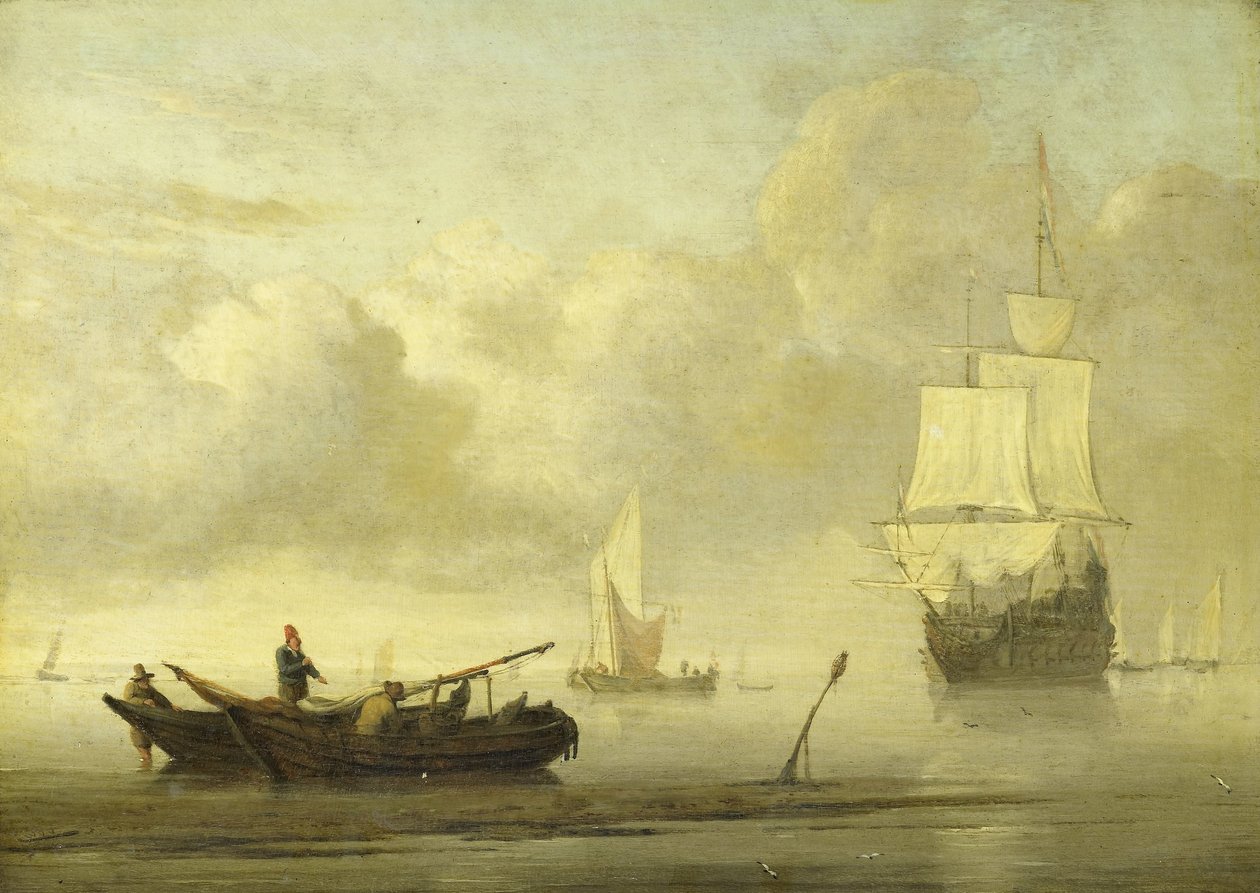 Skibe nær Kysten under en Stille af Willem van de Velde (II)