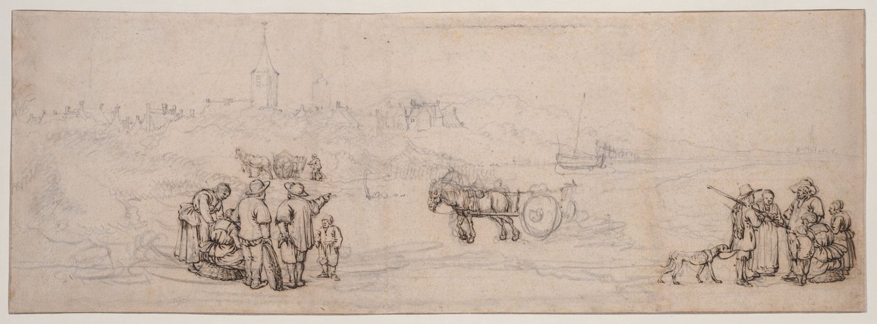Klitscene med Bondefigurer af Willem van de Velde
