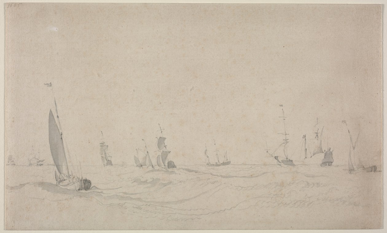 Forsendelse på et barsk hav, 1665. af Willem van de Velde