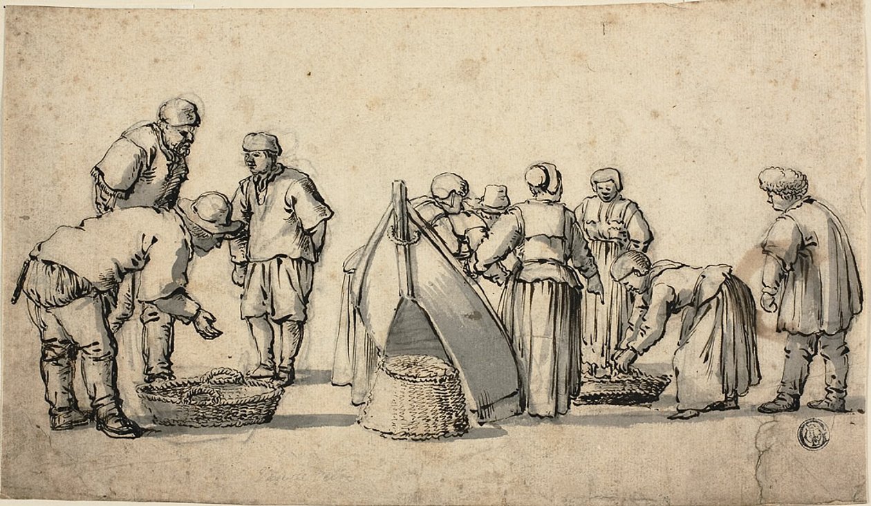 Et hollandsk fiskemarked af Willem van de Velde I