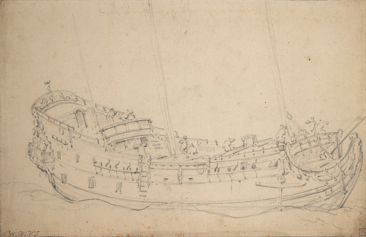 Portræt af en engelsk femmer, ca. 1675 (grafit) af Willem van de Velde the Younger