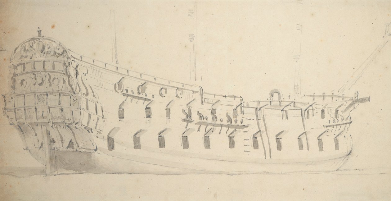 Portræt af en engelsk fjerdeklassesmand, ca. 1685 (grafit, gråvask) af Willem van de Velde the Younger