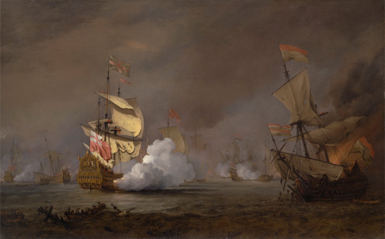 Søslaget i de engelsk-hollandske krige af Willem van de Velde the Younger
